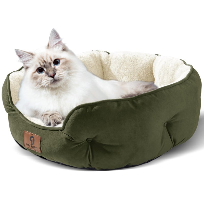 Asvin Small Dog Bed for Small Dogs, Cat Beds for Indoor Cats, Pet Bed for Puppy and Kitty, Extra Soft & Machine Washable with Anti-Slip & Water-Resistant Oxford Bottom, Green, 20 inches - Image 2